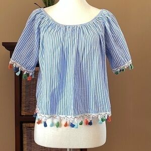 Adorable Love J Crop Top With Tassle Accents